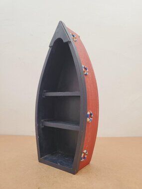 Nautical Wooden Boat Shelf – Vintage Style, Painted Wood - Wood Boat Shelf Craft